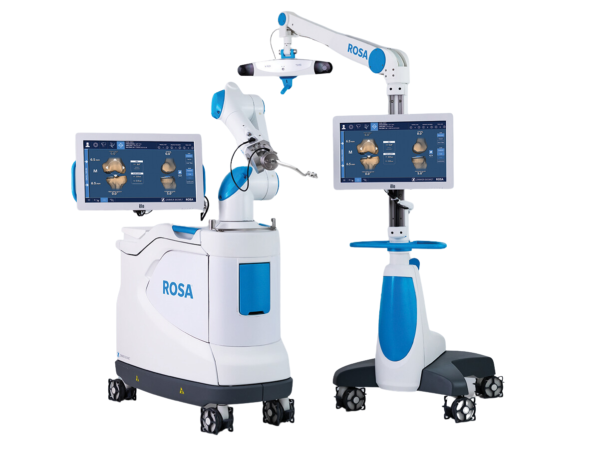ROSA® Knee System is a Robotic Advancements In Total Knee Replacement to assist surgeon in customizing the precise placement of your knee implant to fit your needs.